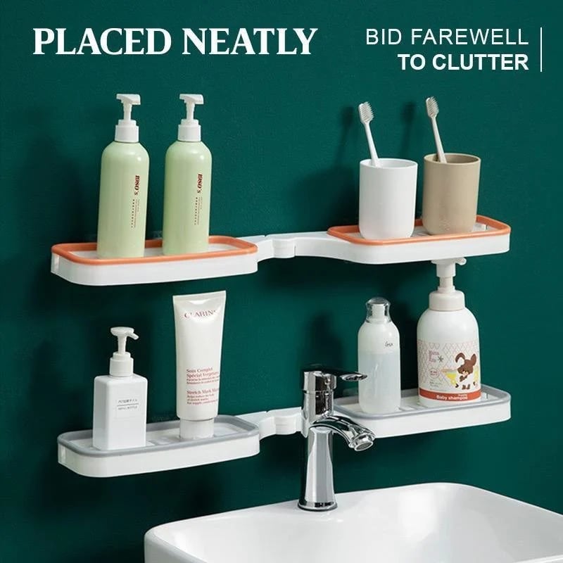 Rotatable Bathroom Corner Shelf — Drill-Free Storage Rack with Drainage Holes