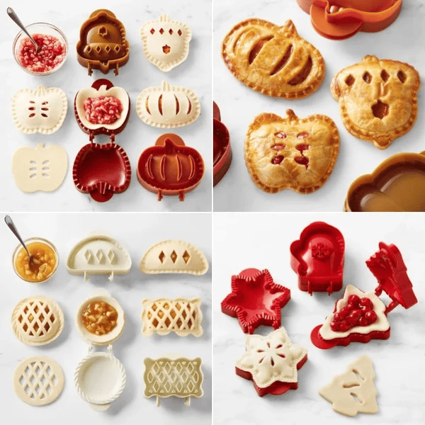 Set of Seasonal Hand Pie Molds – Foldable Plastic Molds for Easy Baking