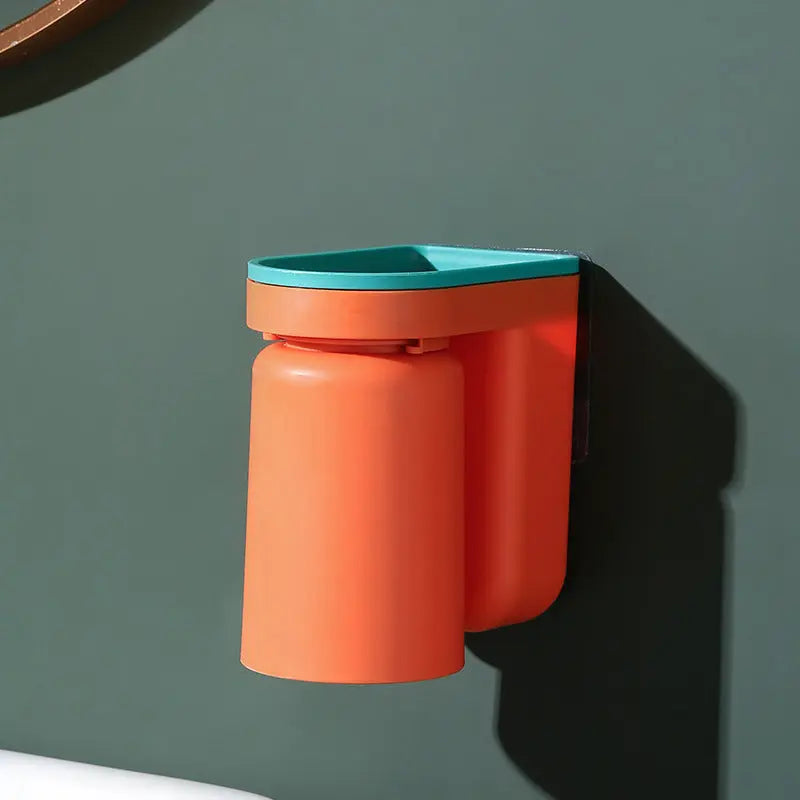 Wall-Mounted Toothbrush & Cup Holder – No-Drill Bathroom Organizer for Small Spaces