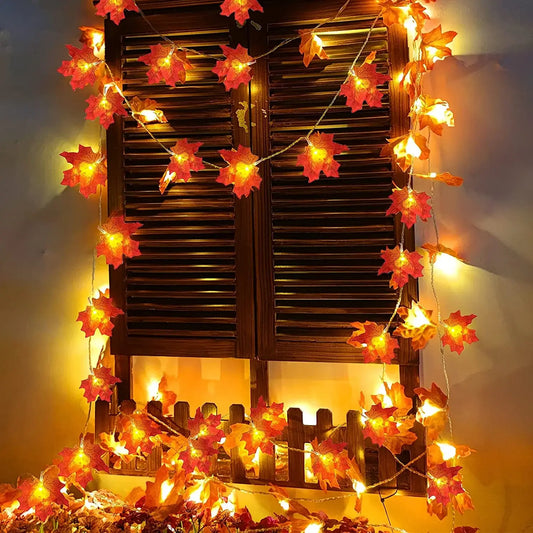 Autumn Maple Leaf LED String Lights — Warm Light & Cozy Atmosphere