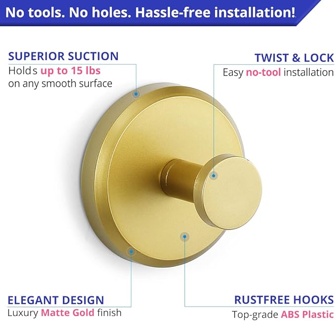 Suction Hooks — Powerful, Durable & Removably Trace-Free 2-Piece Set