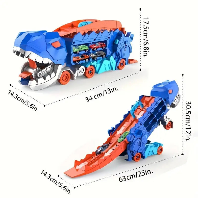 Dinosaur Transporter – Foldable Racing Track with Metal Cars