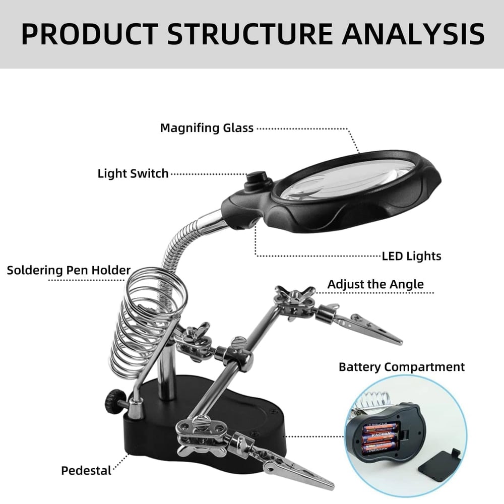 Adjustable LED Magnifying Glass Soldering Station – Hands-Free Precision Made Easy! Mivoza Deutschland