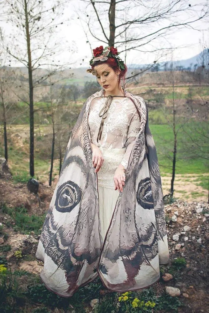 Grey Moth Wings Shawl – Elegance Stunning Cape
