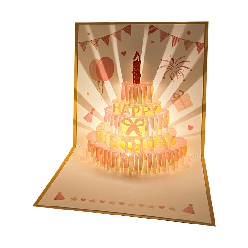 3D Pop-up Birthday Card – Handmade Greeting Card with LED Light and Music