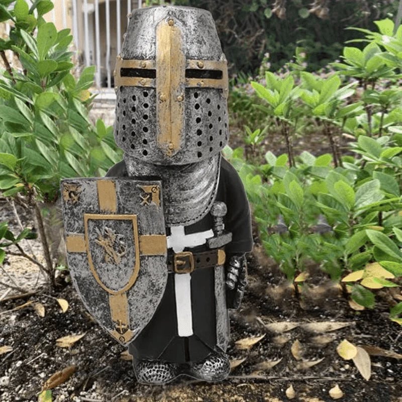 Medieval Garden Gnome Statue – Hand-Painted Resin Guardian Figure