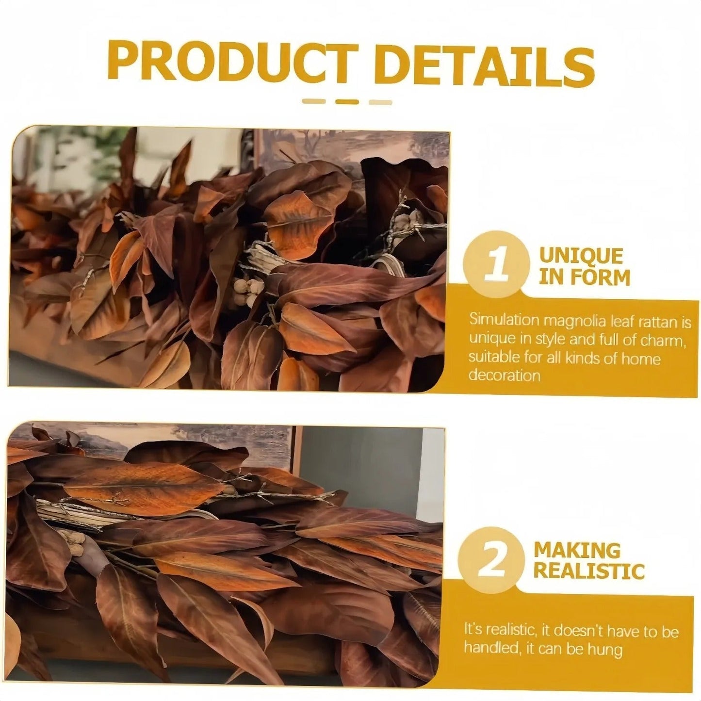 Brown Magnolia Garland – Elegant Fall Décor