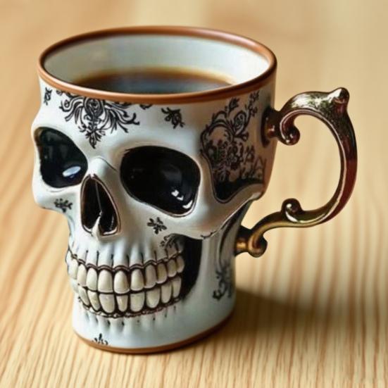 Skull Design Coffee Mug — Mystical Eye-Catcher for Table & Display Cabinet