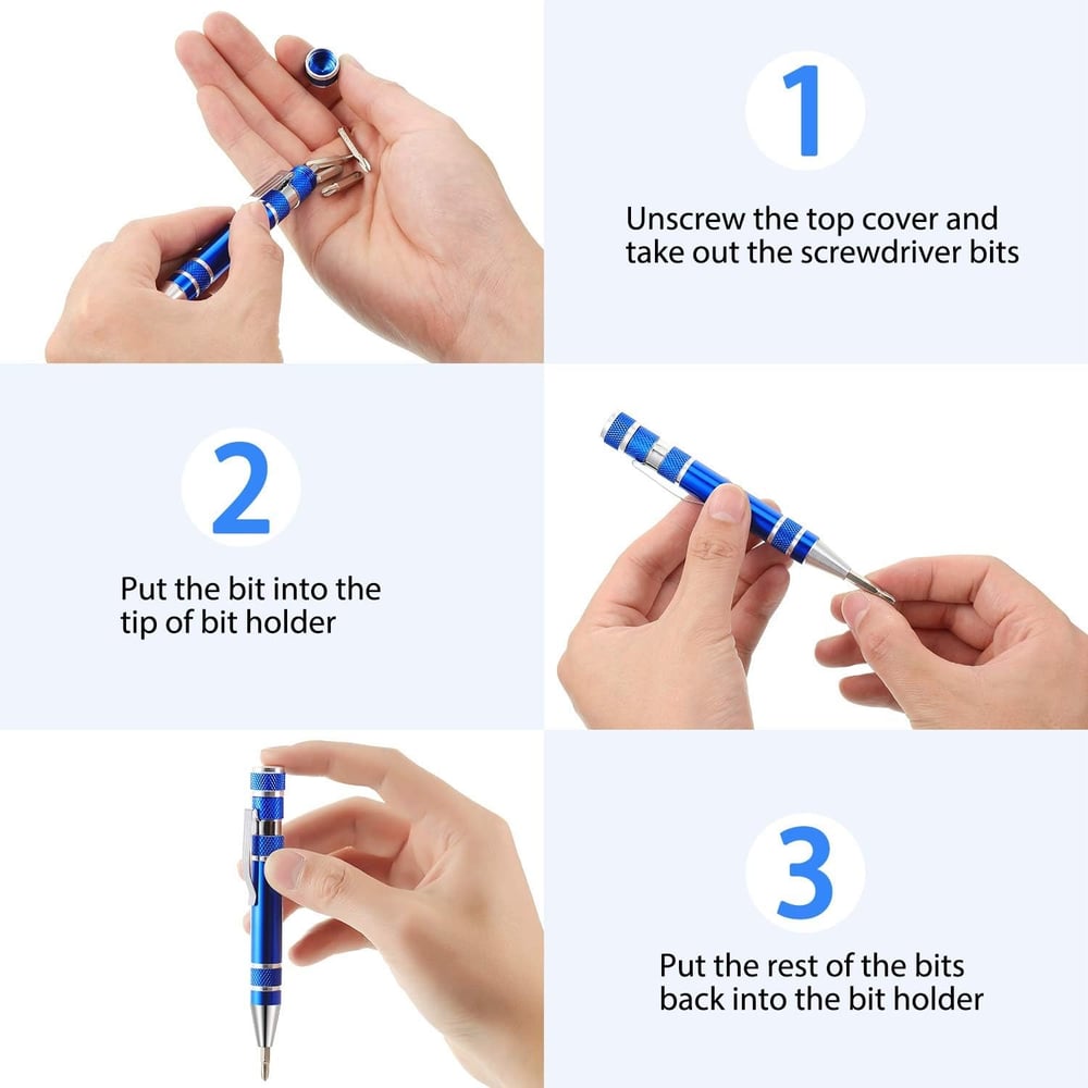 Multi-Bit Mini Screwdriver – Compact Repair Tool Made of Aluminum Alloy