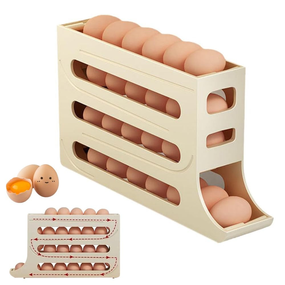 EggGlide™ — Pressure-Free 4-Tier Fridge Organizer
