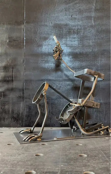 Whiskey Bottle Holder Made of Steel in Spark Plug Style
