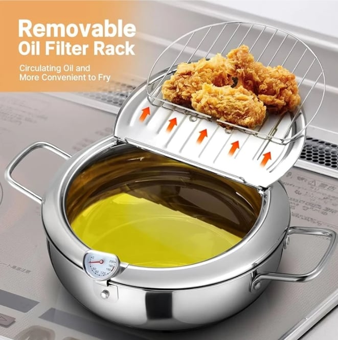 Stainless Steel Deep Fryer — Enjoy Crispy, Save Fat