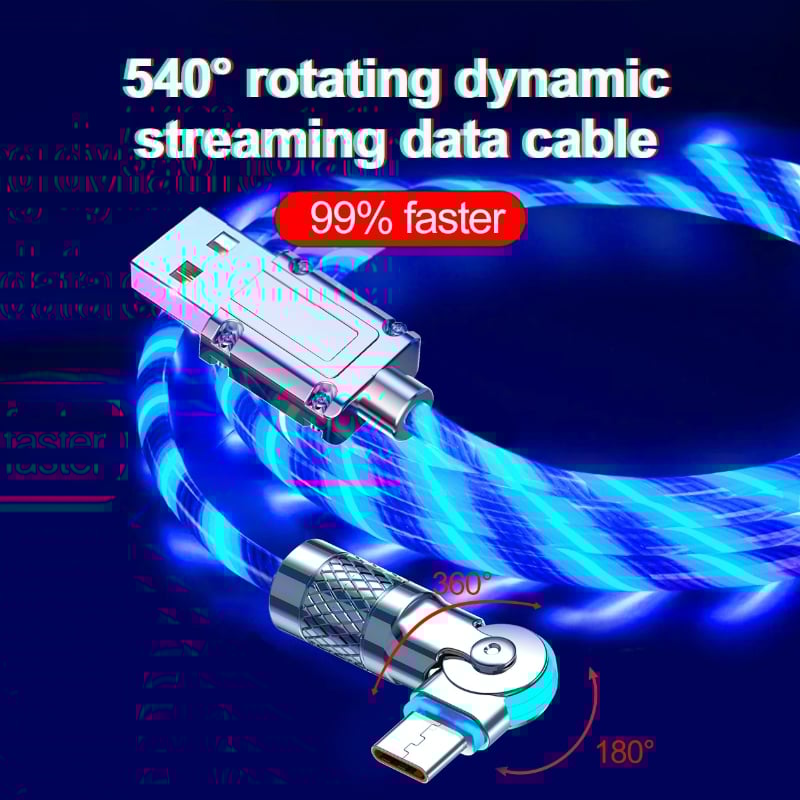 Rotatable Charging Cable — 540° Fast Charging with LED Light
