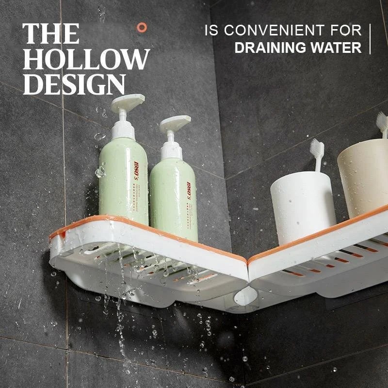 Rotatable Bathroom Corner Shelf — Drill-Free Storage Rack with Drainage Holes