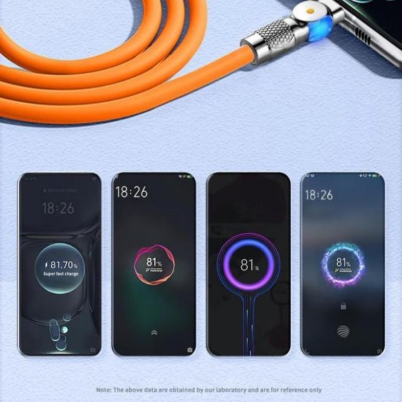 Rotatable Charging Cable — 540° Fast Charging with LED Light