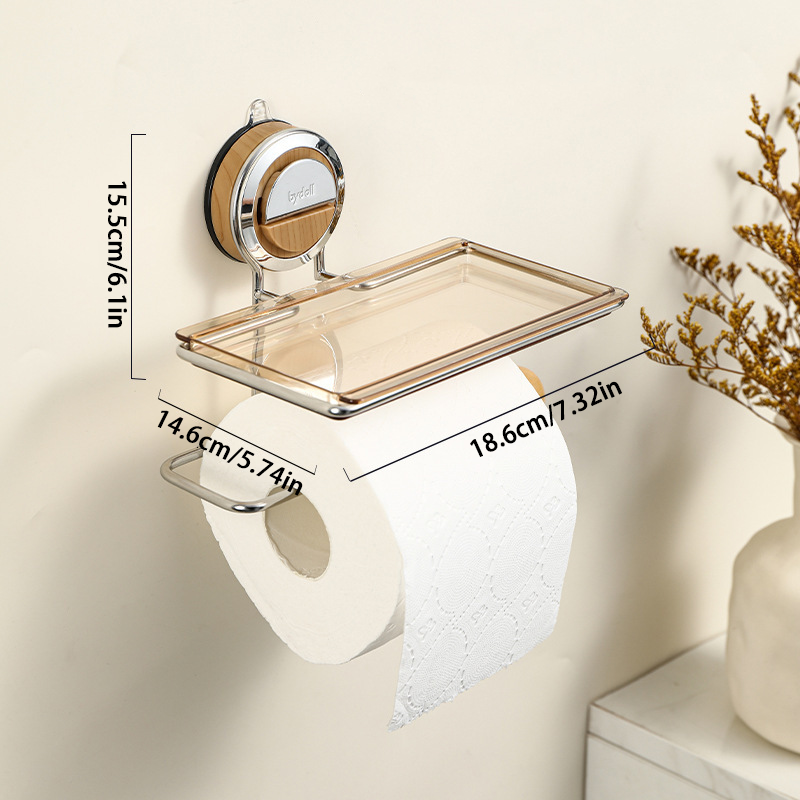Drill-Free Toilet Paper Holder with Flexible Mount