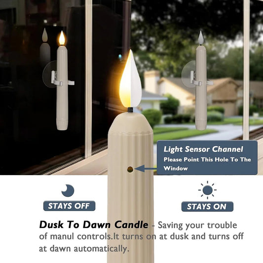 Flameless LED Window Candles with Twilight Sensor, Set of 6