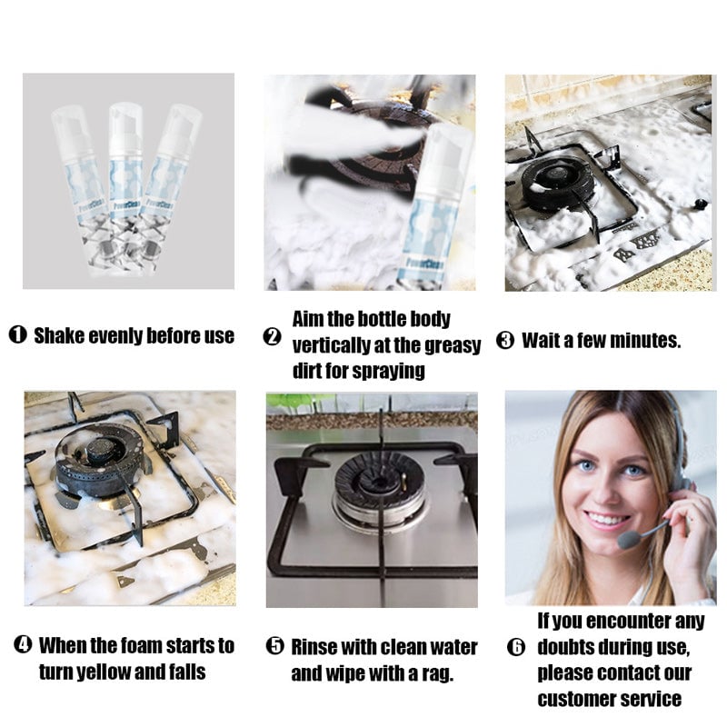 Kitchen Foam Cleaner — Effortless Removal of Grease and Dirt 2-Pack