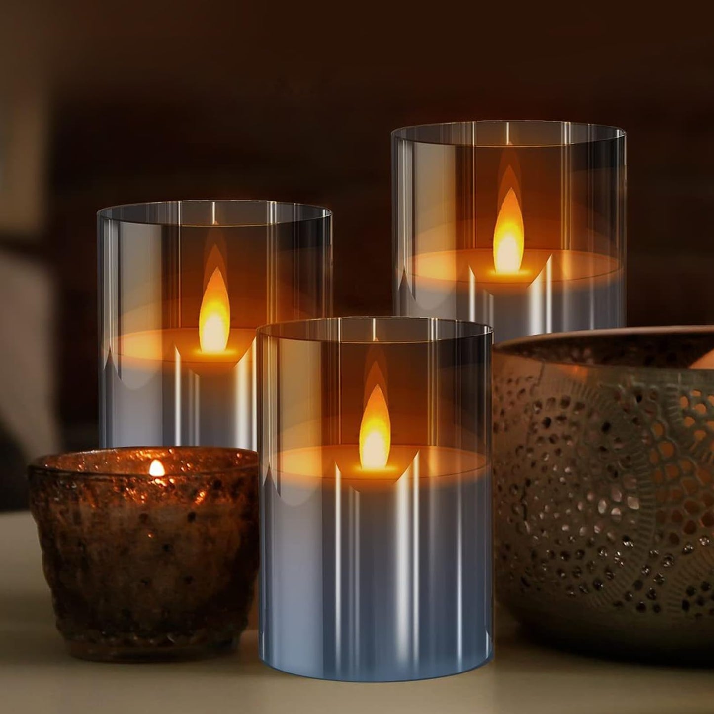 Realistic Electric Candle Set — Safe Candlelight Without Fire Hazard 3-Piece Set