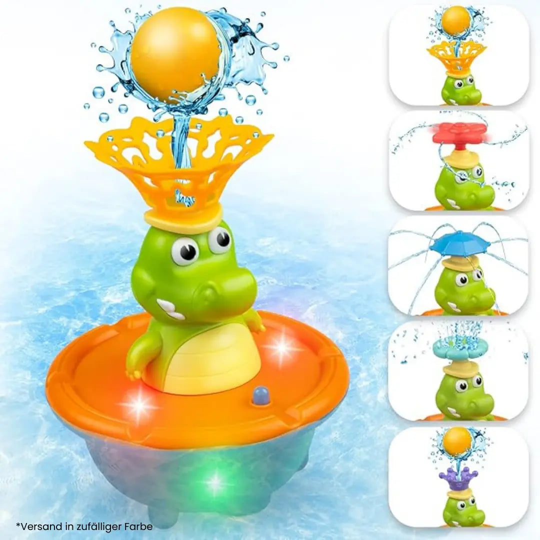 LED Bath Fountain "Crocodile" – With Replaceable Attachments & Light Effect
