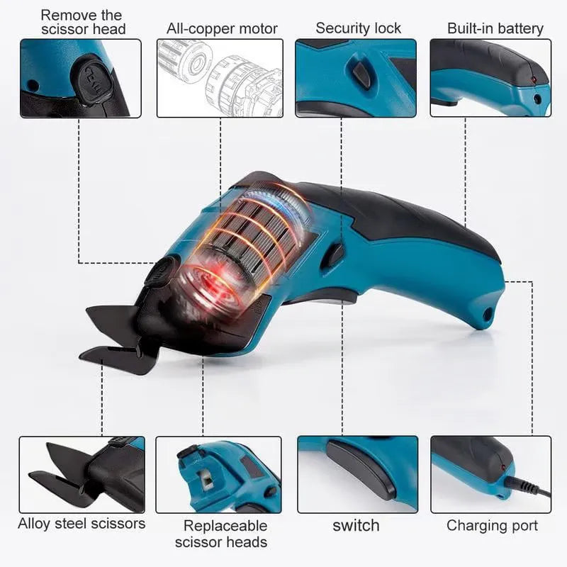 Wireless Electric Scissors — USB Rechargeable with Ergonomic Handle