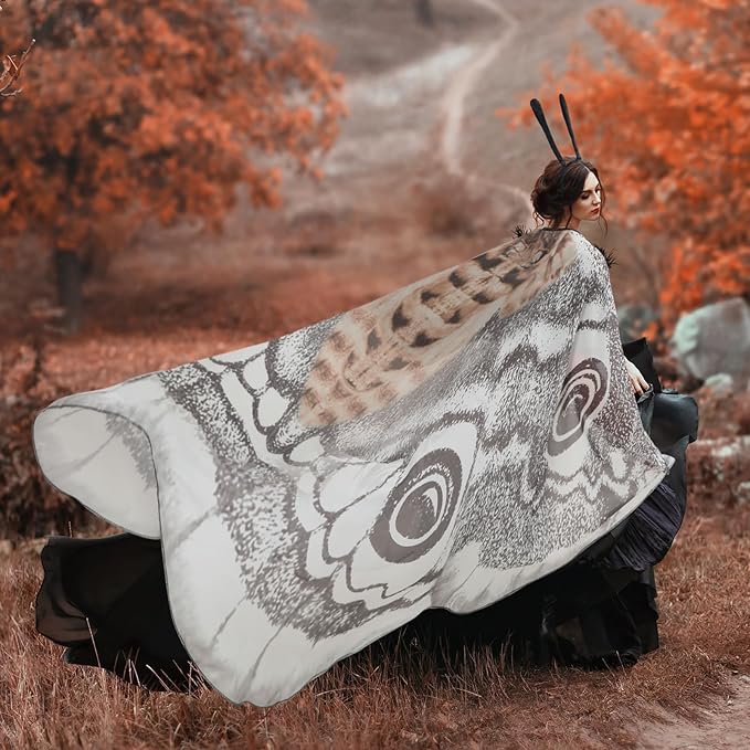 Grey Moth Wings Shawl – Elegance Stunning Cape
