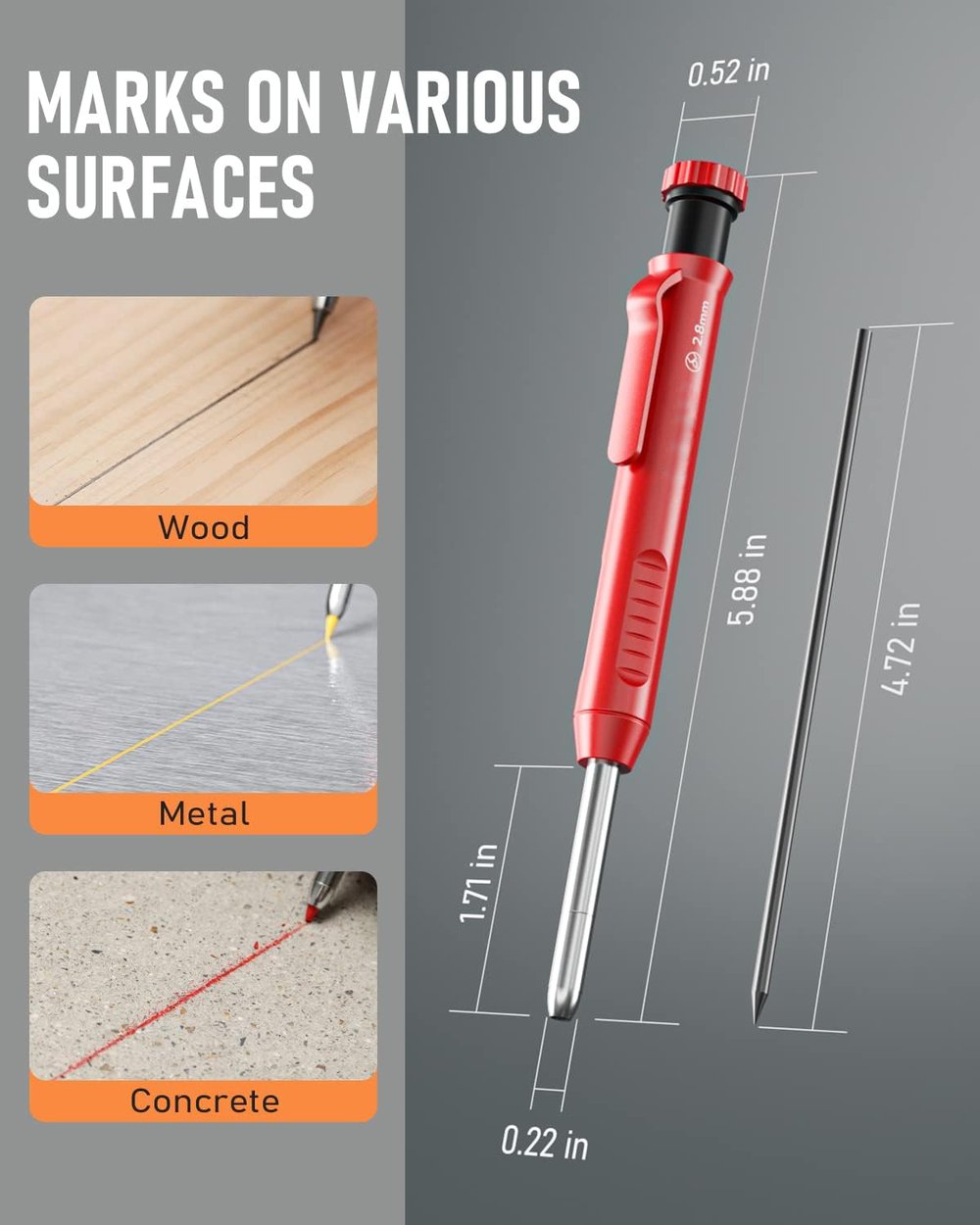Zimmermann Pencil Set – Durable Marking Pencils with Sharpener
