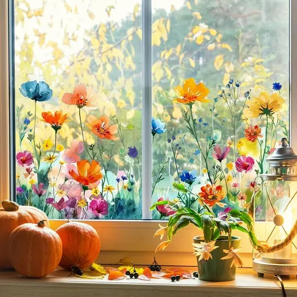 Floral Window Clings for Glass – Sunlight-Enhancing Flower Decals for Home & Kitchen