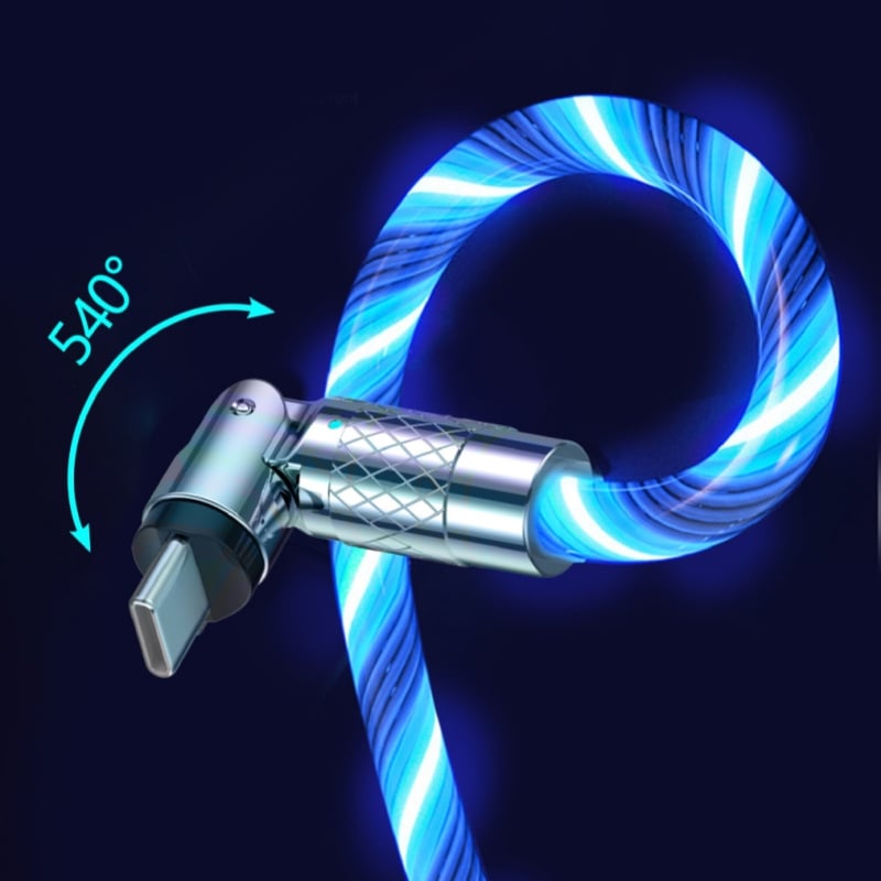 Rotatable Charging Cable — 540° Fast Charging with LED Light