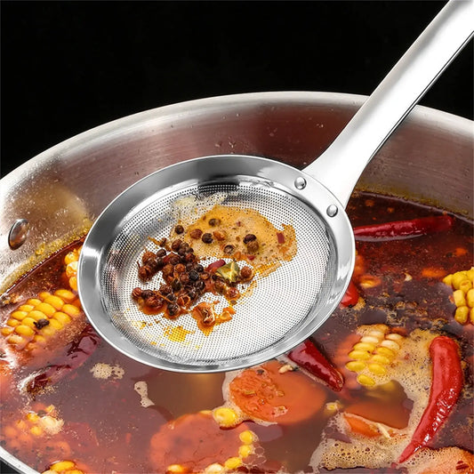 Stainless Steel Strainer with Fine Mesh — For Skimming, Straining & Frying