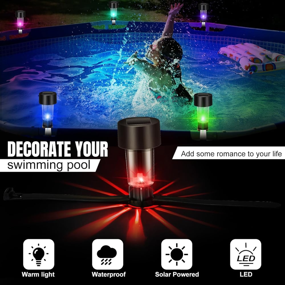 Solar Pool Lights — Warm Atmosphere and Increased Safety