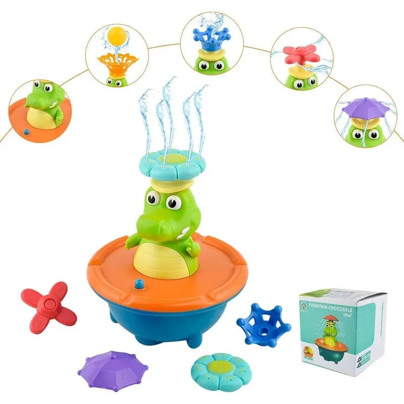 LED Bath Fountain "Crocodile" – With Replaceable Attachments & Light Effect