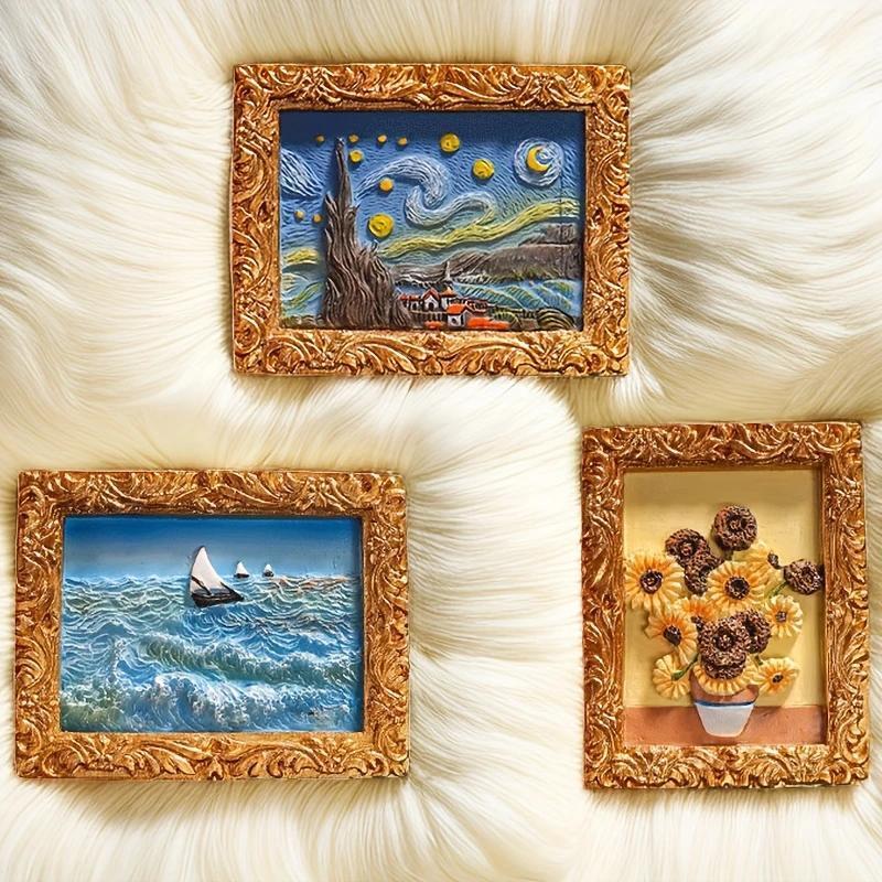 Van Gogh Refrigerator Magnets with 3D Art Details