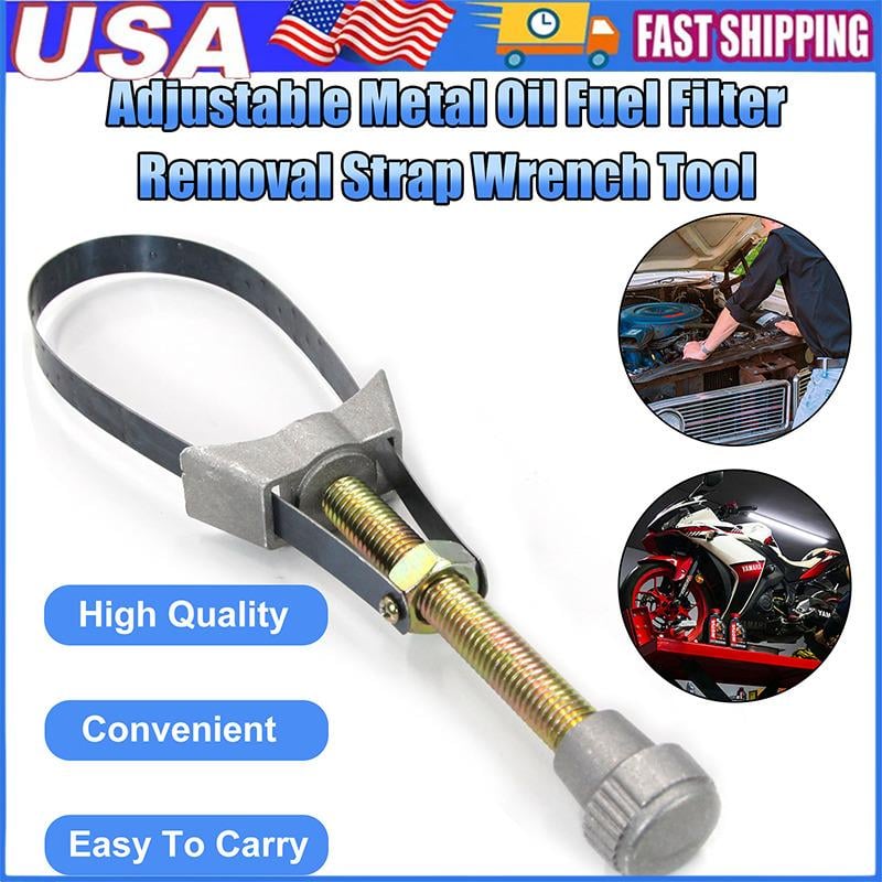 Adjustable Oil Filter Strap Wrench — Durable Tool for 2.4–4.7 inches Filters