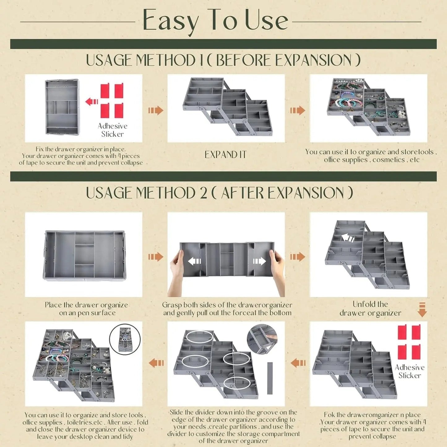 3-Tier Smart Drawer Organizer – Optimizes Storage Space