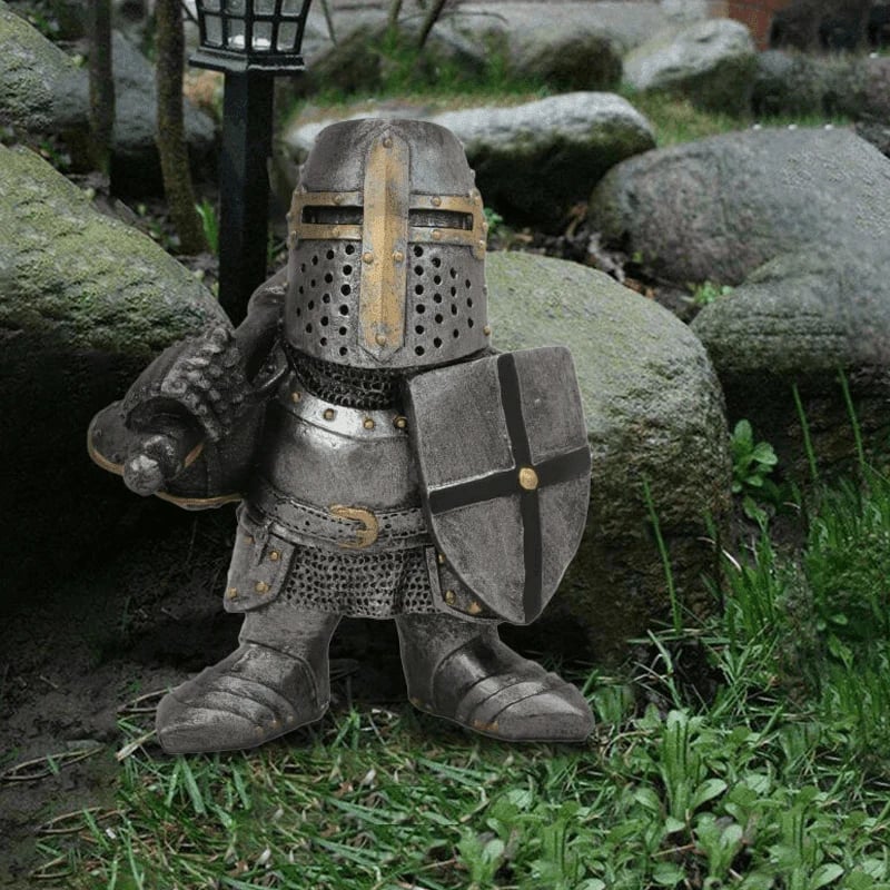 Medieval Garden Gnome Statue – Hand-Painted Resin Guardian Figure