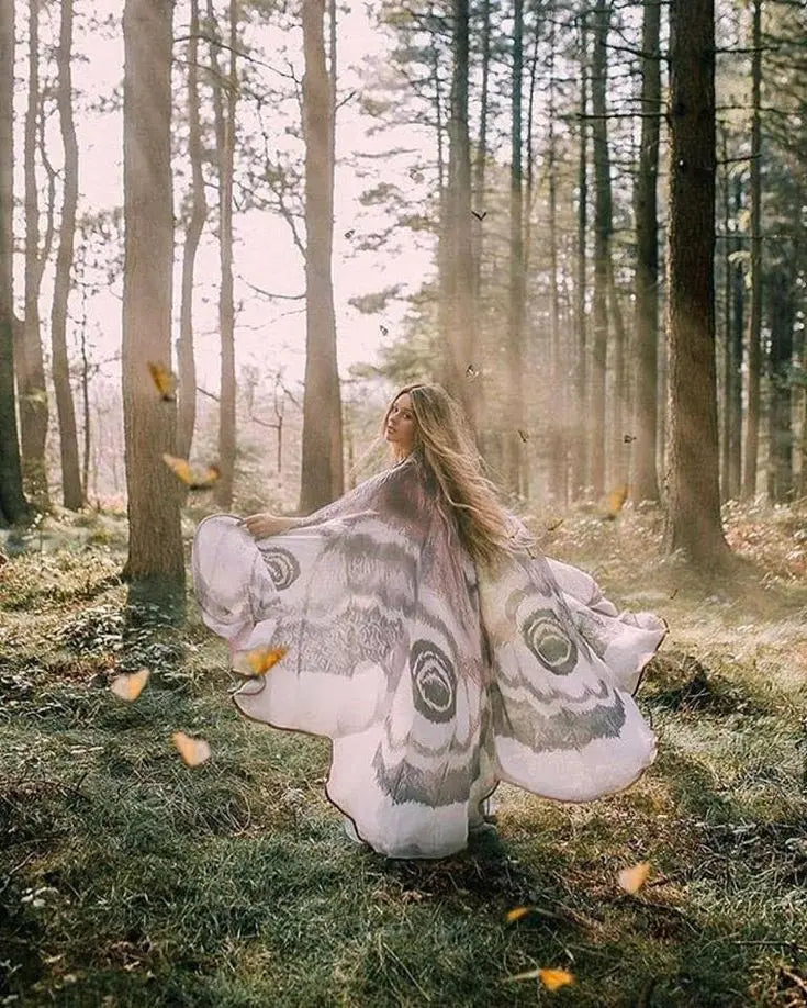 Grey Moth Wings Shawl – Elegance Stunning Cape
