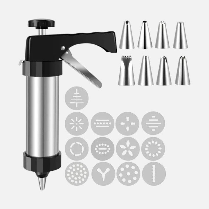 Stainless Steel Cookie Press – Easy One-Hand Baking