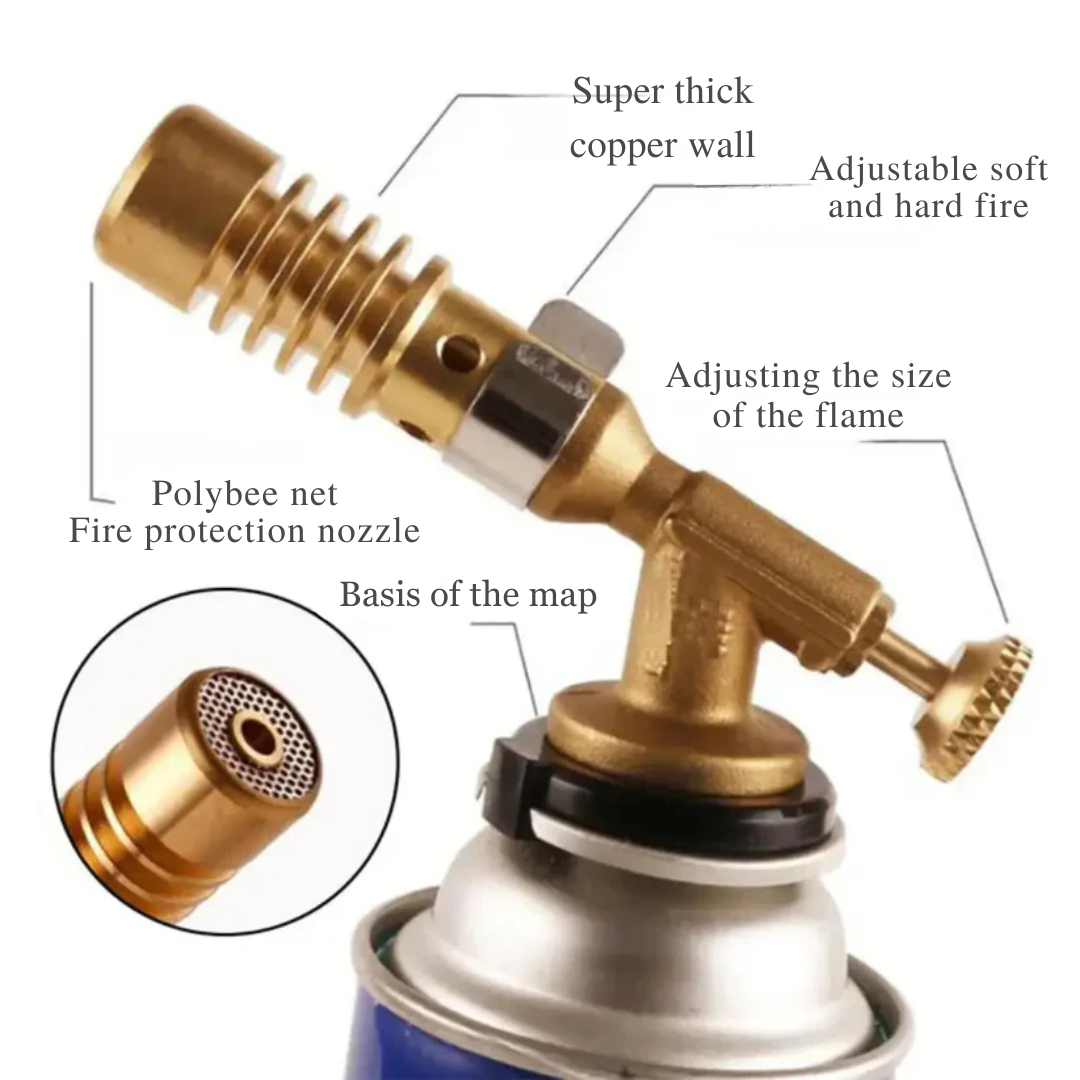 Portable Copper Gas Burner – Safe Ignition with Safety Lock