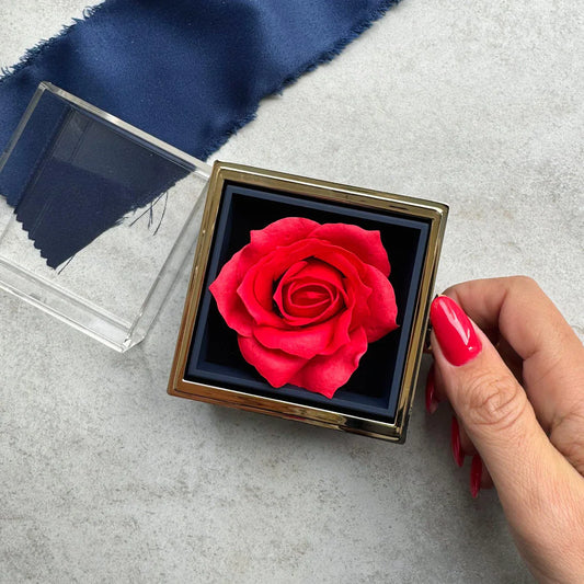 Rotating Rose Soap Jewelry Box — With Secret Compartment for Rings & Earrings