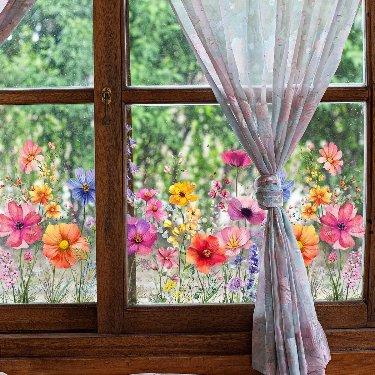 Floral Window Clings for Glass – Sunlight-Enhancing Flower Decals for Home & Kitchen
