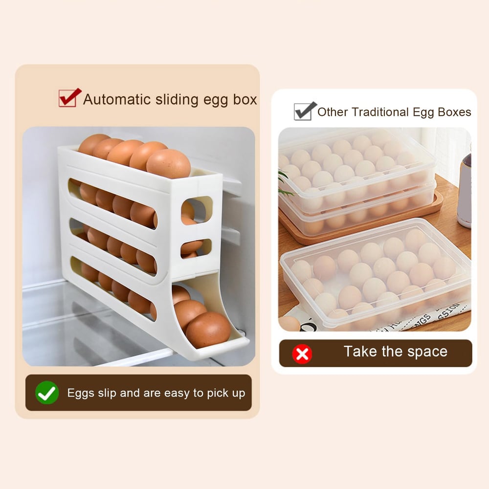 EggGlide™ — Pressure-Free 4-Tier Fridge Organizer