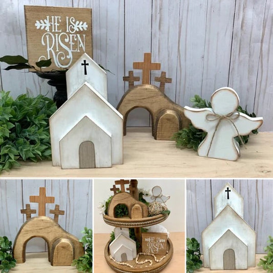 Easter Decoration Set Made of Wood — Symbol of Peace, Hope & New Beginnings 4-Piece Set