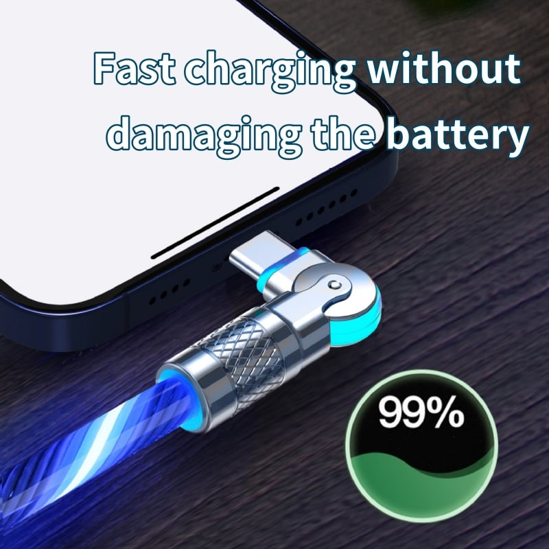 Rotatable Charging Cable — 540° Fast Charging with LED Light