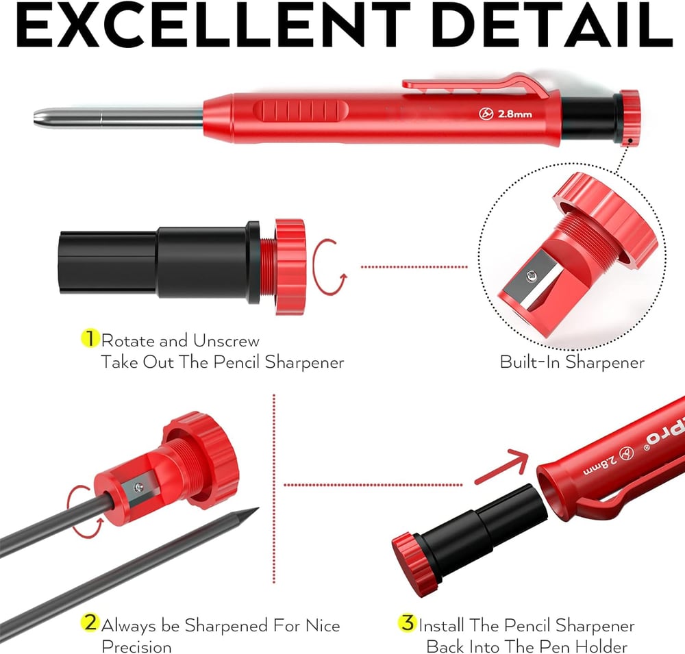 Zimmermann Pencil Set – Durable Marking Pencils with Sharpener