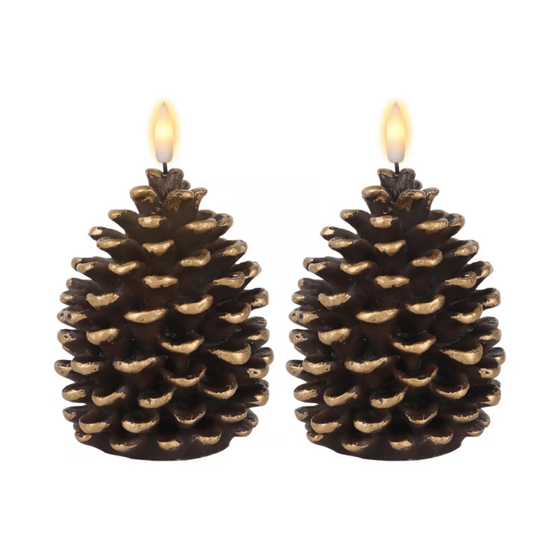 Battery-Powered Pine Cone Candle — Safe Flameless LED Light