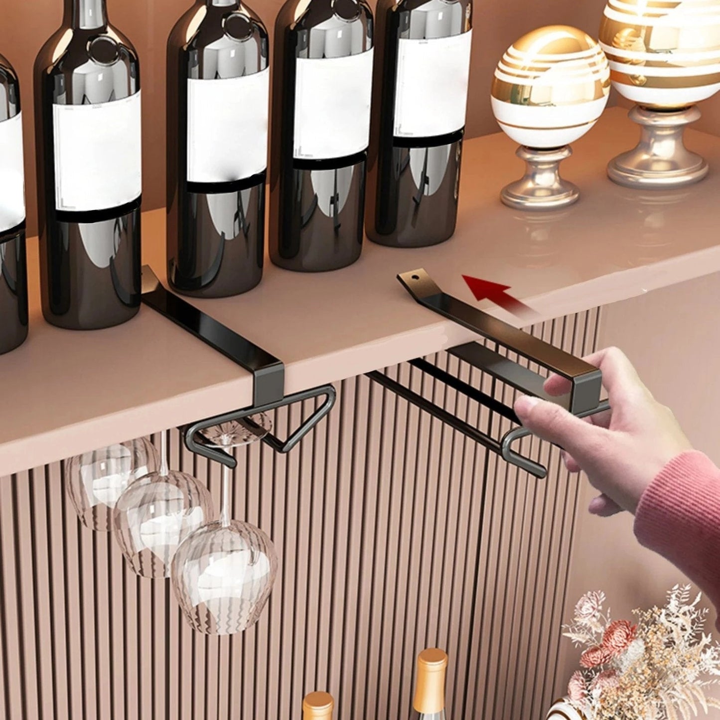 Wine Rack for Under-Cabinet Mounting — Space-Saving Glass Holder with Easy Installation