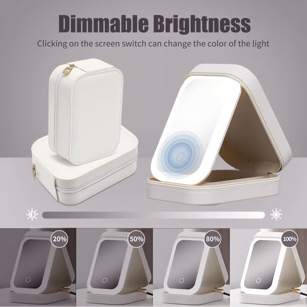 Portable Makeup Organizer — Compact LED Mirror with Adjustable Lighting