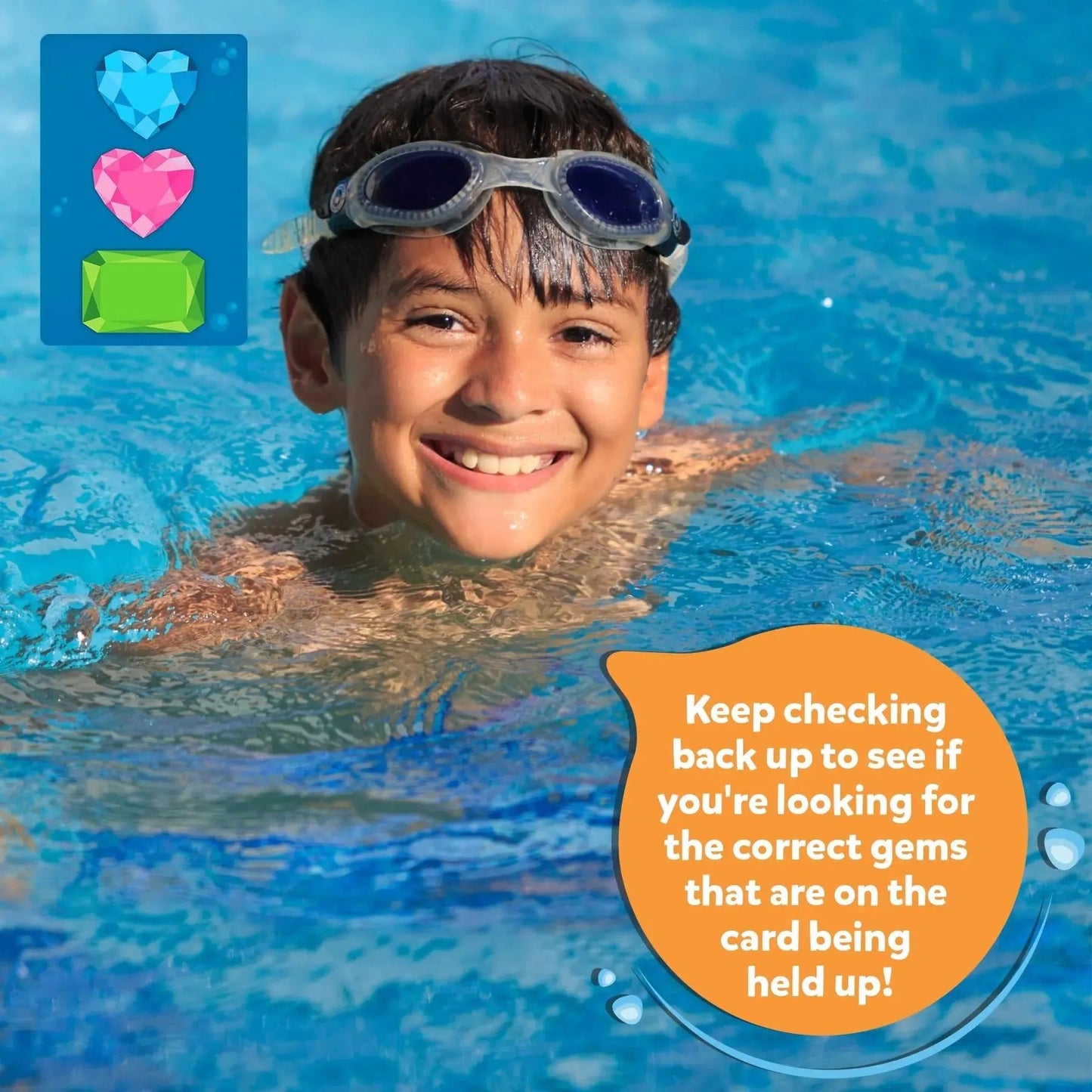 Underwater Pool Treasure Hunt Game with Waterproof Gems and Cards