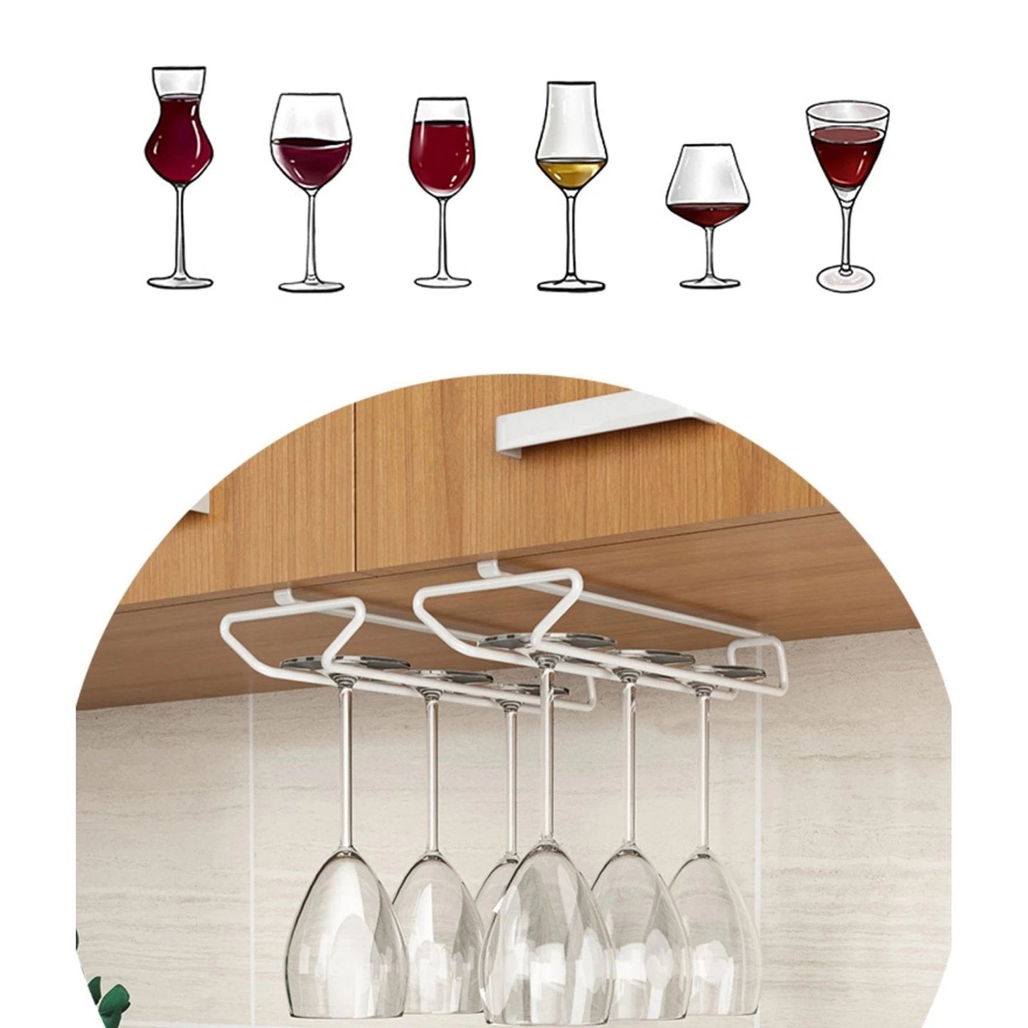 Wine Rack for Under-Cabinet Mounting — Space-Saving Glass Holder with Easy Installation